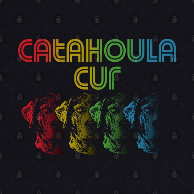 Cool Retro Groovy Catahoula Cur Dog by Madfido